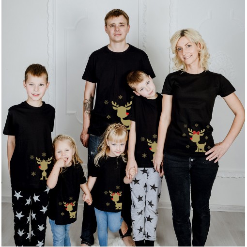 KALĖDINIAI ELNIAI Marškinėliai šeimai