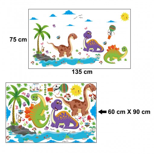 Linksmieji dinozauriukai Sienų lipdukai 135 cm X 75 cm