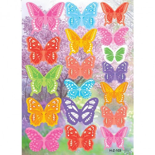 Švelnių spalvų 3D drugeliai Interjero dekoravimui 18 vnt.